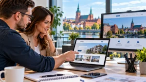 Projektowanie responsywnej strony internetowej dla firmy w Ełku – widok witryny na laptopie i smartfonie.